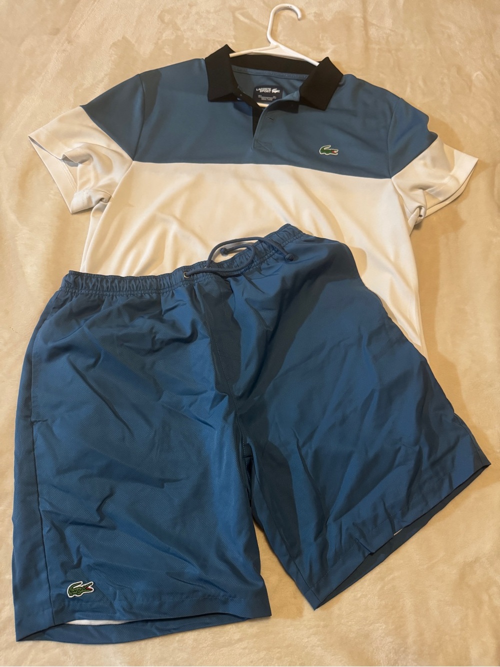 Lacoste Sport White Tee with Navy Trim